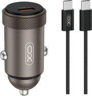 XO CC70 UNIVERSAL ΦΟΡΤΙΣΤΗΣ ΑΥΤΟΚΙΝΗΤΟΥ USB-C ΚΑΙ ΜΕ ΑΠΟΣΠΩΜΕΝΟ ΚΑΛΩΔΙΟ ΣΕ ΓΚΡΙ ΧΡΩΜΑ