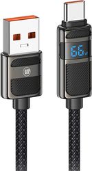 LAMTECH USB TO TYPE-C 5A HIGH POWER DISPLAY CHARGE &amp; DATA CABLE 66W 1.2M BLACK LAM980664