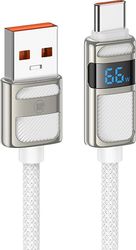 LAMTECH LAMTECH USB TO TYPE-C 5A HIGH POWER DISPLAY CHARGE &amp; DATA CABLE 66W 1.2M WHITE LAM980671