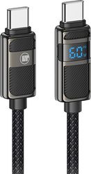 LAMTECH TYPE-C TO TYPE-C 3A HIGH POWER DISPLAY CHARGE &amp; DATA CABLE 60W 1.2M BLACK LAM980688