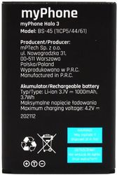 MYPHONE ORIGINAL BATTERY HALO 3