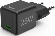 HAMA FAST CHARGER, USB-C, SUPER-MINI CHARGER, PD, 25 W, BLACK