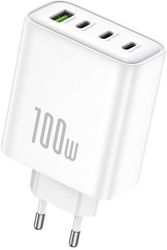 TRAVEL FAST CHARGER FONENG GAN40-EU WITH QUADRUPLE OUTPUT USB A &amp; 3XUSB C GAN 100W 5A WHITE