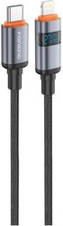 USB 2.0 CABLE FONENG X116 POWER DISPLAY ALUMINUM ALLOY BRAIDED USB C TO LIGHTNING PD 27W 1.2M BLACK
