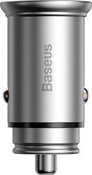 BASEUS CAR CHARGER CIRCULAR METAL 30W 5A 1 X USB-A - 1 X TYPE-C GREY