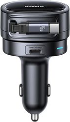 BASEUS CAR CHARGER PRIMETRIP VR1 60W 3A 1 X USB-A - 1 X TYPE-C WITH TYPE-C CABLE BLACK