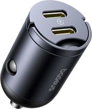 BASEUS CAR CHARGER TINY STAR 30W 3A 2 X TYPE-C BLACK C00035001121-03