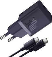 BASEUS WALL CHARGER GAN MINI 1C 30W 3A 1 X TYPE-C WITH TYPE-C CABLE PURPLE P10110902523-00