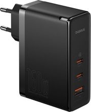 BASEUS WALL CHARGER GAN5 PRO 160W 5A 1 X USB-A - 2 X TYPE-C WITH TYPE-C CABLE BLACK