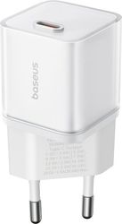 BASEUS WALL CHARGER GAN5S 30W 3A 1 X TYPE-C WHITE P10162504213-00