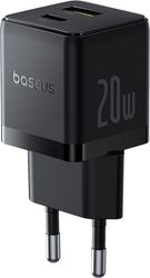 BASEUS WALL CHARGER PALM 20W 3A 1 X USB-A - 1 X TYPE-C BLACK