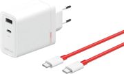 ONEPLUS SUPERVOOC 120W 7.3A USB-A + TYPE-C PORTS WITH TYPE-C CABLE WHITE