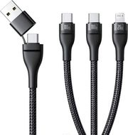 BASEUS FLASH SERIES III 3IN1 100W 5A USB-A / TYPE-C TO LIGHTNING / 2 X TYPE-CABLE 1.5M BLACK
