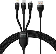 BASEUS FLASH SERIES II 3IN1 66W 6A USB-A TO LIGHTNING / MICROUSB / TYPE-C CABLE 1.2M BLACK