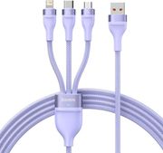 BASEUS FLASH SERIES II 3IN1 66W 6A USB-A TO LIGHTNING / MICROUSB / TYPE-C CABLE 1.2M PURPLE