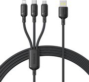 BASEUS SILKY 3IN1 100W 5A USB-A TO LIGHTNING / MICROUSB / TYPE-C CABLE 1.5M BLACK
