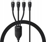 BASEUS FLASH SERIES III 3IN1 100W 5A TYPE-C TO LIGHTNING / 2 X TYPE-C CHARGING CABLE 1.5M BLACK