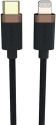 USB 2.0 CABLE DURACELL BRAIDED KEVLAR USB C TO MFI LIGHTNING 60W 1M BLACK