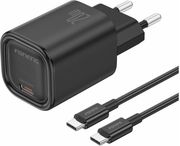 TRAVEL FAST CHARGER FONENG EU69 WITH OUTPUT USB C PD 20W &amp; USB C TO USB C CABLE BLACK