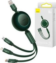 BASEUS ΚΑΛΩΔΙΟ USB 3ΣΕ1 ΓΙΑ MICROUSB/USB-C/LIGHTNING BRIGHT MIRROR 3, 66W/2A 1.1M (ΠΡΑΣΙΝΟ)