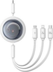 FAST CHARGING CABLE 3IN1 BASEUS FREE2DRAW USB-C TO USB-C/LIGHTNING/MICRO 100W, 1,1M (WHITE)