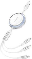 RETRACTABLE CABLE 3W 1 FONENG X113 1.1M WHITE