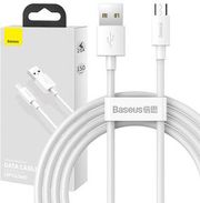 BASEUS ΚΑΛΩΔΙΟ USB ΣΕ MICROUSB SIMPLE WISDOM 2.1A 1.5M (2ΤΜΧ) (ΛΕΥΚΟ)