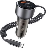 YESIDO Y57 CAR CHARGER 50W 3A 1 X USB-A - 1 X USB-C WITH LIGHTNING CABLE BLACK