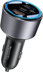 YESIDO Y59 CAR CHARGER 200W 5A 1 X USB-A - 2 X USB-C BLACK