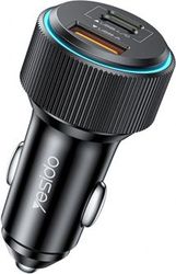 YESIDO Y60 CAR CHARGER 38W 3A 1 X USB-A - 2 X USB-C WITH LIGHTNING CABLE BLACK