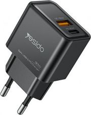 YESIDO YC64 30W 3A WALL CHARGER 1 X USB-A - 1 X USB-C BLACK