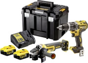 DEWALT ΣΕΤ BRUSHLESS ΔΡΑΠΑΝΟΚΑΤΣΑΒΙΔΟ ΚΡΟΥΣΤΙΚΟ + ΓΩΝΙΑΚΟΣ TΡΟΧΟΣ DEWALT 18V 2X 5AH LI-ION DCK2080P2T