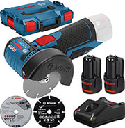 ΓΩΝΙΑΚΟΣ ΤΡΟΧΟΣ ΜΠΑΤΑΡΙΑΣ BOSCH PRO GWS 12V-76 BRUSHLESS 2X 2AH LI-ION ΤΣΑΝΤΑ+ΔΙΣΚΟΙ 06019F200C