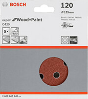 ΣΕΤ 5 ΤΕΜ ΦΥΛΛΑ ΛΕΙΑΝΣΗΣ ΕΚΚΕΝΤΡΟΥ ΤΡΙΒΕΙΟΥ 125MM BOSCH C430 WOOD + PAINT K120 2608605643