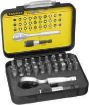 ΣΕΤ 32 ΤΕΜ MINI ΚΑΣΤΑΝΙΑ STANLEY 1/4'' ΜΕ ΜΥΤΕΣ 25MM + ΑΝΤΑΠΤΟΡΑ 1-13-904
