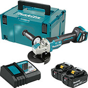 MAKITA ΓΩΝΙΑΚΟΣ ΤΡΟΧΟΣ ΜΠΑΤΑΡΙΑΣ MAKITA 18V 125MM 2X 5AH LI-ION MAKPAC ΒΑΛΙΤΣΑ DGA519RTJ