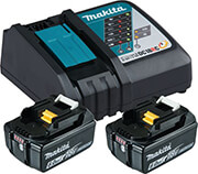 MAKITA BATTERY SET MAKITA 18V LI-ION 2X BATTERIES 6AH BL1860 + ΤΑΧΥΦΟΡΤΙΣΤΗΣ DC18RC 199480-6