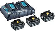 BATTERY SET MAKITA 18V LI-ION 3X BATTERIES 5AH BL1850 + ΔΙΠΛΟΣ ΤΑΧΥΦΟΡΤΙΣΤΗΣ DC18RD 198458-6