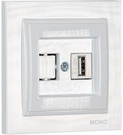 EUROLAMP ΠΡΙΖΑ USB 220V / 5V 2.4A ΛΕΥΚΗ