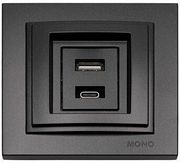 EUROLAMP ΠΡΙΖΑ USB 220V / 5V 2.4A ΜΑΥΡΟ