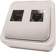 EUROLAMP ΠΡΙΖΑ ΜΙΝΙ ΤΗΛΕΦΩΝΟΥ ΔΙΠΛΗ RJ11 6P4C ΛΕΥΚΗ IP20