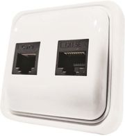 EUROLAMP ΠΡΙΖΑ ΜΙΝΙ ΤΗΛΕΦΩΝΟΥ ΔΙΠΛΗ RJ11 &amp;AMP RJ45 ΛΕΥΚΗ IP20
