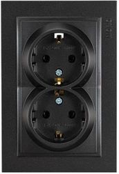 EUROLAMP ΠΡΙΖΑ ΣΟΥΚΟ ΔΙΠΛΗ ΧΩΝΕΥΤΗ 16A ΜΑΥΡΟ