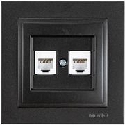 EUROLAMP ΠΡΙΖΑ ΤΗΛΕΦΩΝΟΥ ΔΙΠΛΗ RJ 11 ΜΑΥΡΟ