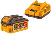 ΜΠΑΤΑΡΙΑ 20V 4.0AH LI-ION + ΦΟΡΤΙΣΤΗΣ 2Α ΣΕΤ INGCO FBCPK1012E