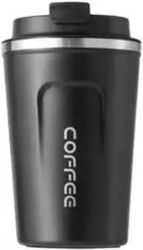 EASY COOKING COFFEE MUG ΑΝΟΞΕΙΔΩΤΟ ΑΤΣΑΛΙ ΜΕ ΔΙΠΛΟ ΤΟΙΧΩΜΑ 380ML ΜΑΥΡΟ