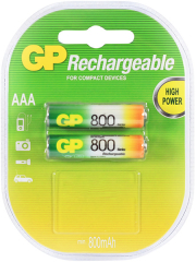 RECHARGEABLE BATTERY GP R03 AAA 800MAH NIMH 2 PCS. PACK GP