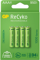 RECHARGEABLE BATTERY GP R03 AAA 950MAH NIMH 100AAAHCE-EB4 4 PCS. PACK GP