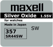 BUTTON CELL BATTERY SILVER MAXELL SR-44 SW /357/ 1.55V