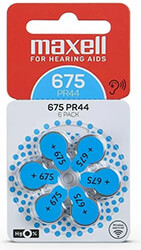 MAXELL ZINK AIR BATTERY ZA675 6PCS. BUTTON FOR HEARING AIDS